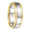 7.5 mm 18k Yellow Gold and Platinum Two-Tone Grooved Edge Flat Comfort Fit Band, Size 11