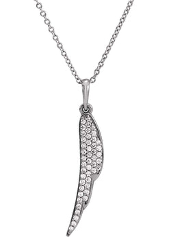 Diamond Angel Wing Necklace in Sterling Silver, 16-18" (1/5 Ctw, Color G-H, Clarity I1)