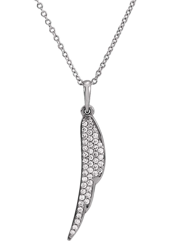 Platinum Diamond Angel Wing Necklace, 16-18" (1/5 Ctw, Color G-H, Clarity SI2-SI3)