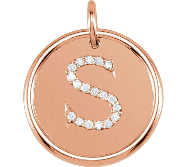 Diamond Initial "S" Pendant, 14k Rose Gold (0.1 Ctw, Color GH, Clarity I1)