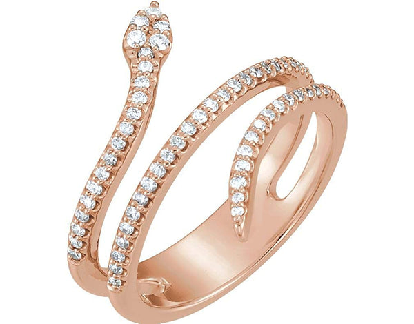 Diamond Snake Ring, 14k Rose Gold (1/3 Ctw, Color GH, Clarity I1), Size 6