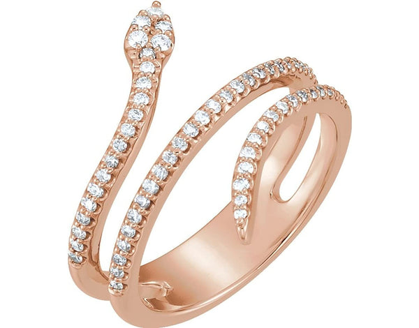 Diamond Snake Ring, 14k Rose Gold (1/3 Ctw, Color GH, Clarity I1), Size 7.75