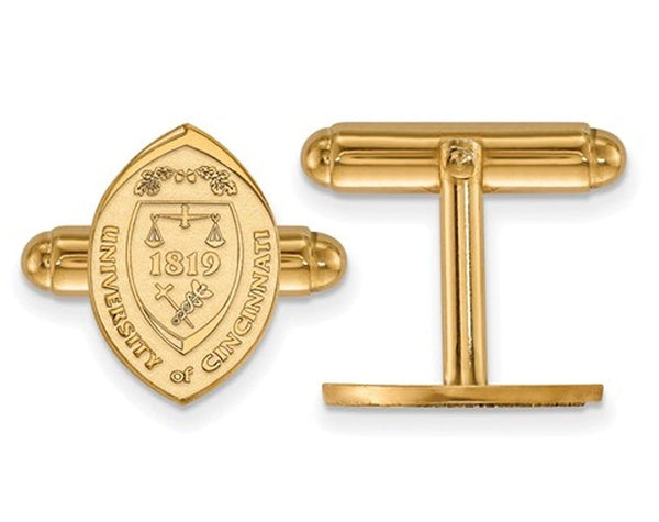 14k Yellow Gold University Of Cincinnati Crest Bullet Back Cuff Links, 16X11MM