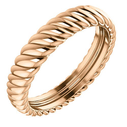 14k Rose Gold 3.75mm Comfort-Fit Rope Pattern Band