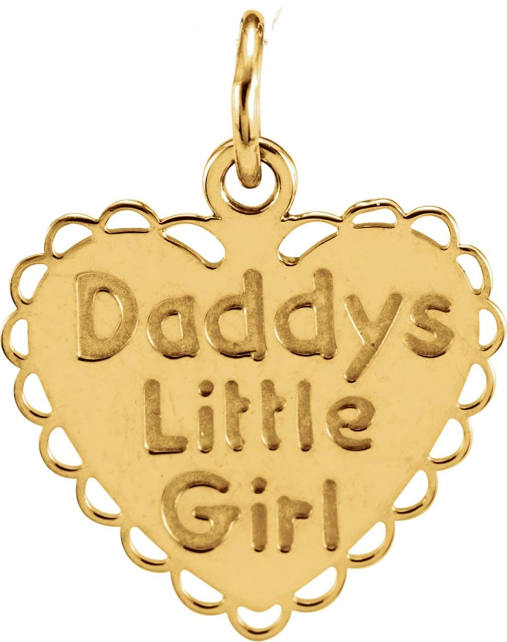 Girl's 14k Yellow Gold 'Daddy's Little Girl' Scalloped Heart Pendant