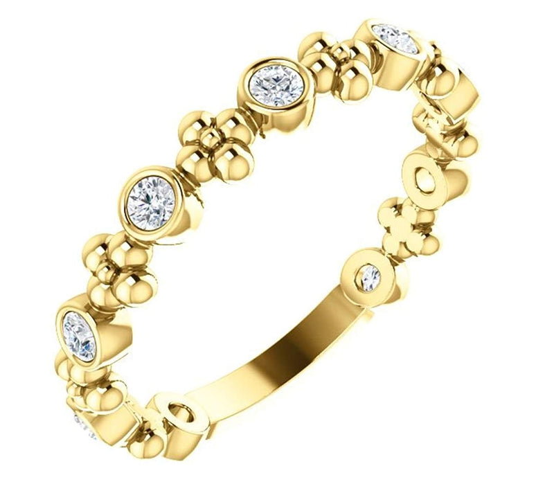 Genuine Diamond Beaded Ring, 14k Yellow Gold (.25 Ctw, G-H Color, I1 Clarity)