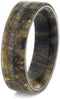 Deer Antler, Buckeye Burl Wood 6.5mm Comfort-Fit Titanium Band, Size 15.25