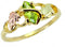 Marquise Peridot Slim Profile Ring, 10k Yellow Gold, 12k Green and Rose Gold Black Hills Gold Motif, Size 5.75