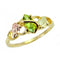 Marquise Peridot Slim Profile Ring, 10k Yellow Gold, 12k Green and Rose Gold Black Hills Gold Motif