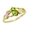 Marquise Peridot Slim Profile Ring, 10k Yellow Gold, 12k Green and Rose Gold Black Hills Gold Motif