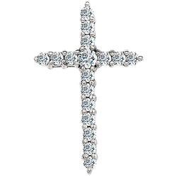 Diamond Accented Cross Rhodium-Plated 14k White Gold Pendant (.33 Ctw, G-H Color, SI1 Clarity)