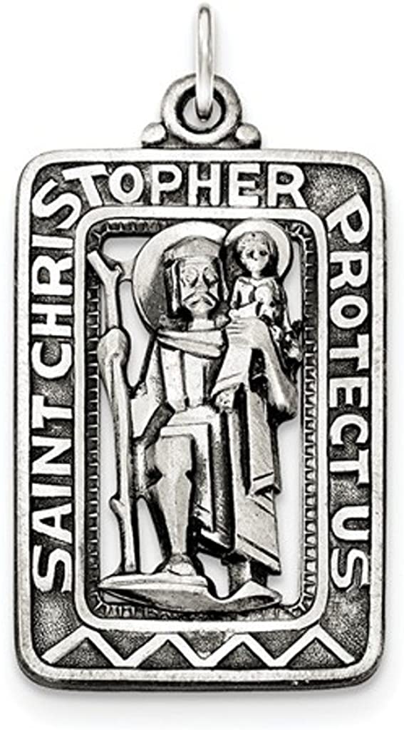 Sterling Silver Antiqued And Brushed St. Christopher Medal