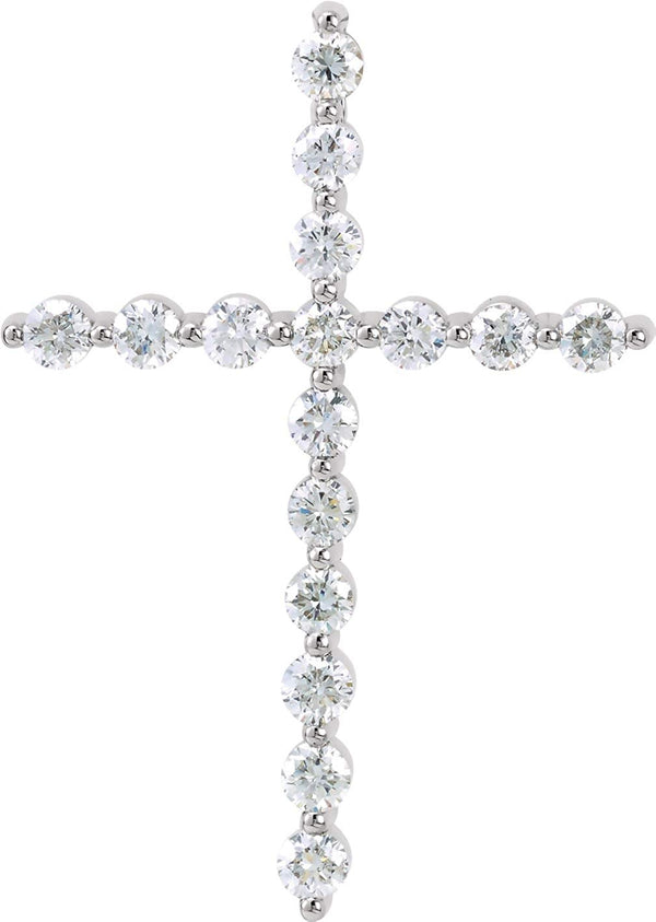 Platinum Diamond Cross Pendant (1 Ctw, G-H Color, I1 Clarity)