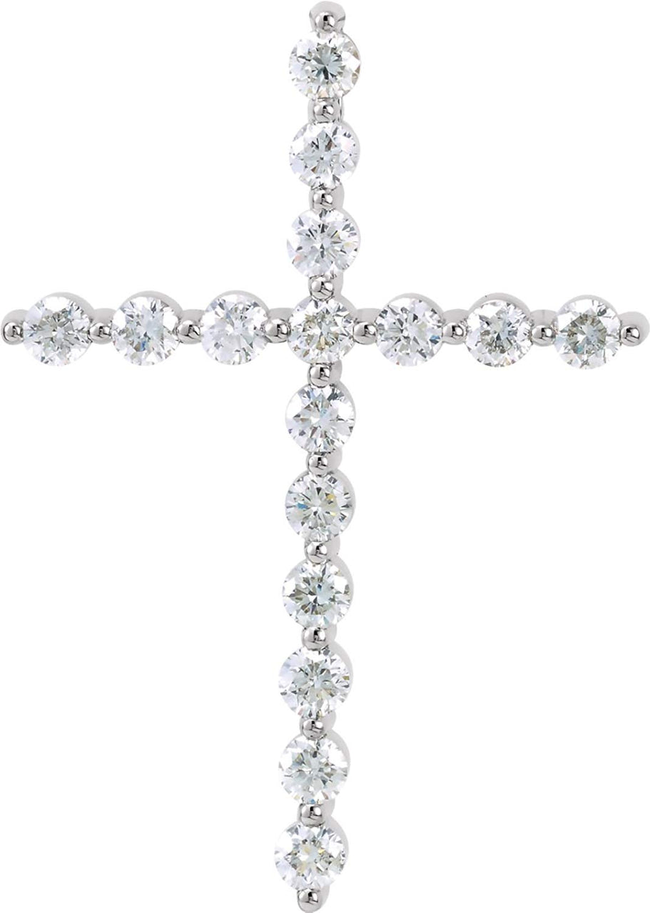 Platinum Diamond Cross Pendant (1.625 Ctw, G-H Color, I1 Clarity)