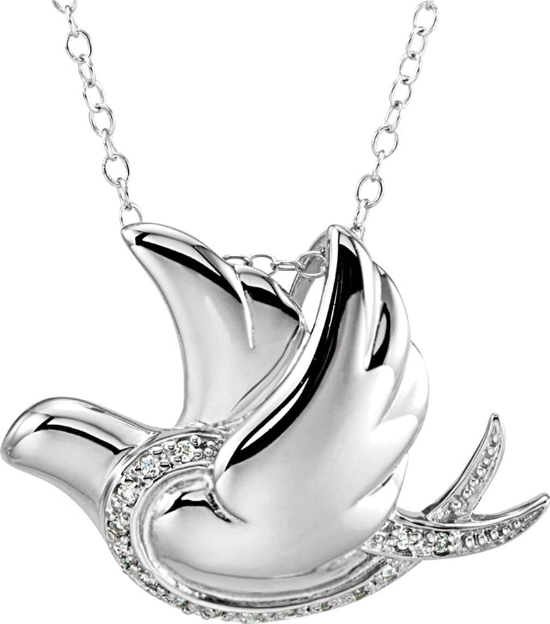 Cubic Zirconia Infinite Spirit Dove Sterling Silver Necklace, 18"