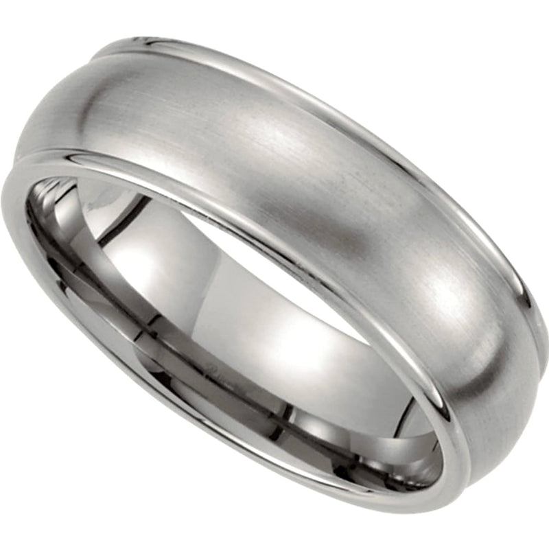 Satin Titanium 7mm Domed Comfort Fit Band, Size 8.5