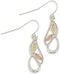 Flank Leaves with Swirl Earrings, Sterling Silver, 12k Green and Rose Gold Black Hills Gold Motif