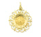 Rhodium Plated 14k Yellow Gold Our Lady of Fatima Medal (18.5 MM)