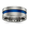 Edward Mirell Titanium Blue Anodized Wide Center 10mm Grooved Band