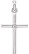 White Sapphire Inset Cross Rhodium-Plated 14k White Gold Pendant (22.65x11.4MM)