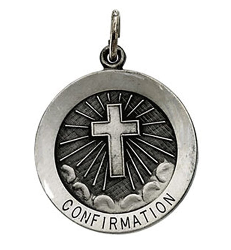 Sterling Silver Confirmation Medal with Embossed Cross, 18" (18 MM)