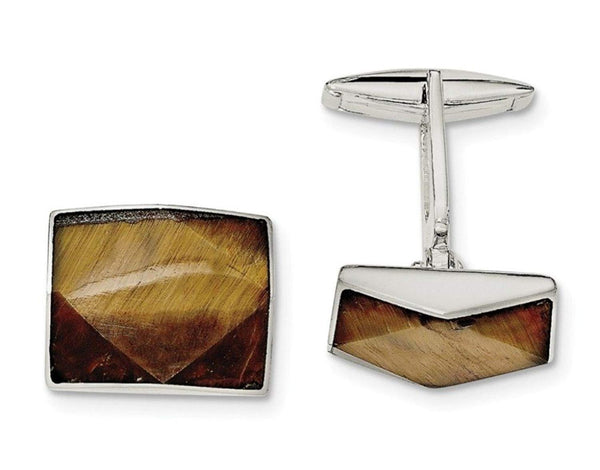 Sterling Silver Tigers Eye Square Cuff Links