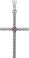 Platinum Amethyst Rope-Trim Cross Pendant (31.95x16.3MM)