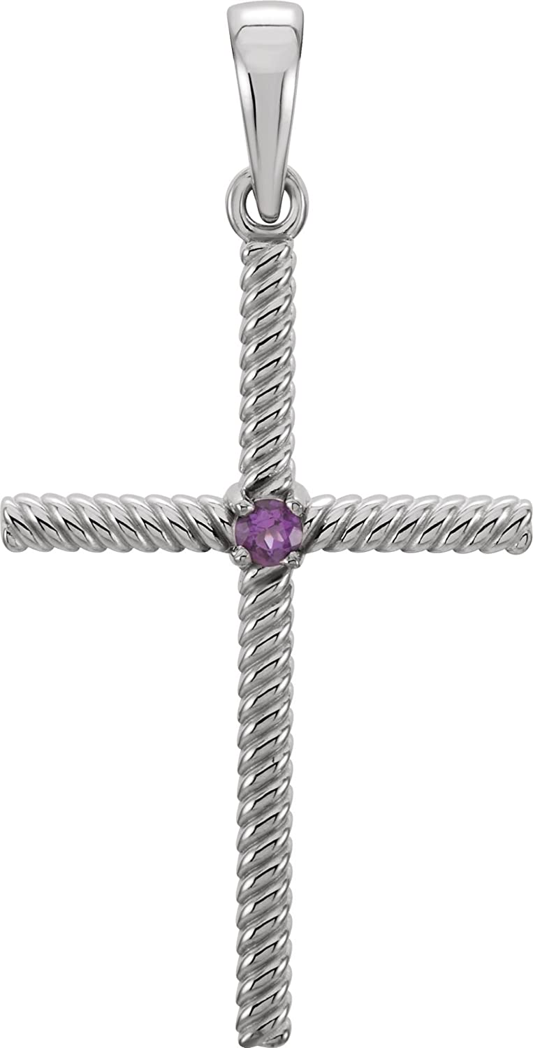 Platinum Amethyst Rope-Trim Cross Pendant (31.95x16.3MM)