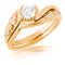 Diamond Bypass Engagement Ring, 10K Yellow Gold, 12k Green and Rose Gold Black Hills Gold Motif, Size 5