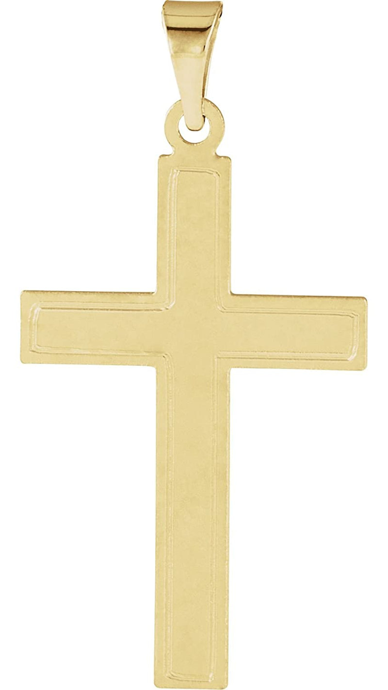 Inlay Cross 14k Yellow Gold Pendant (25X14MM)