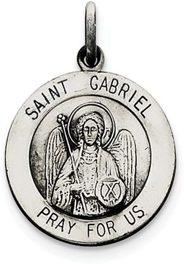 Sterling Silver Antiqued Saint Gabriel Medal (25x20MM)