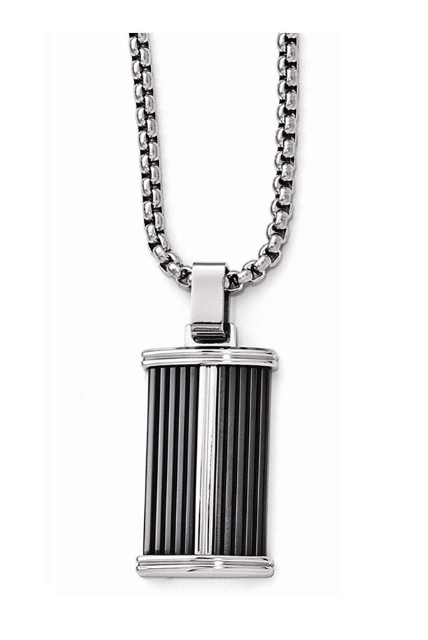 Edward Mirell Black Titanium and Stainless Steel Pendant Necklace, 20"