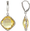 Two-Sided 19.84 Ctw Checkerboard Lemon Quartz Antique Cushion Sterling Silver Earrings