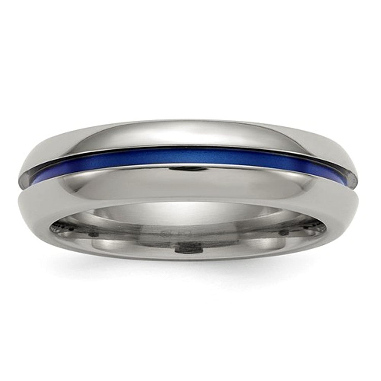 Edward Mirell Titanium Blue-Anodized Center 6mm Comfort-Fit Band