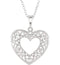 12-Stone Diamond Heart Filigree Pendant Necklace, Sterling Silver, 18" (1/10 Ctw)