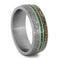 The Men's Jewelry Store (Unisex Jewelry) Gibeon Meteorite, Green Box Elder Burl Wood, Dinosaur Bone 8mm Comfort-Fit Matte Titanium Wedding Band