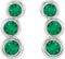 Chatham Created Emerald Three-Stone Ear Climbers, Rhodium-Plated 14k White Gold