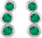 Emerald Three-Stone Ear Climbers, Rhodium-Plated 14k White Gold