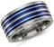 Edward Mirell Titanium Blue Anodized Grooved 10mm Closed Back Band, Size 12