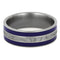 Meteorite, Blue Enamel Inlay 8mm Comfort-Fit Brushed Titanium Band