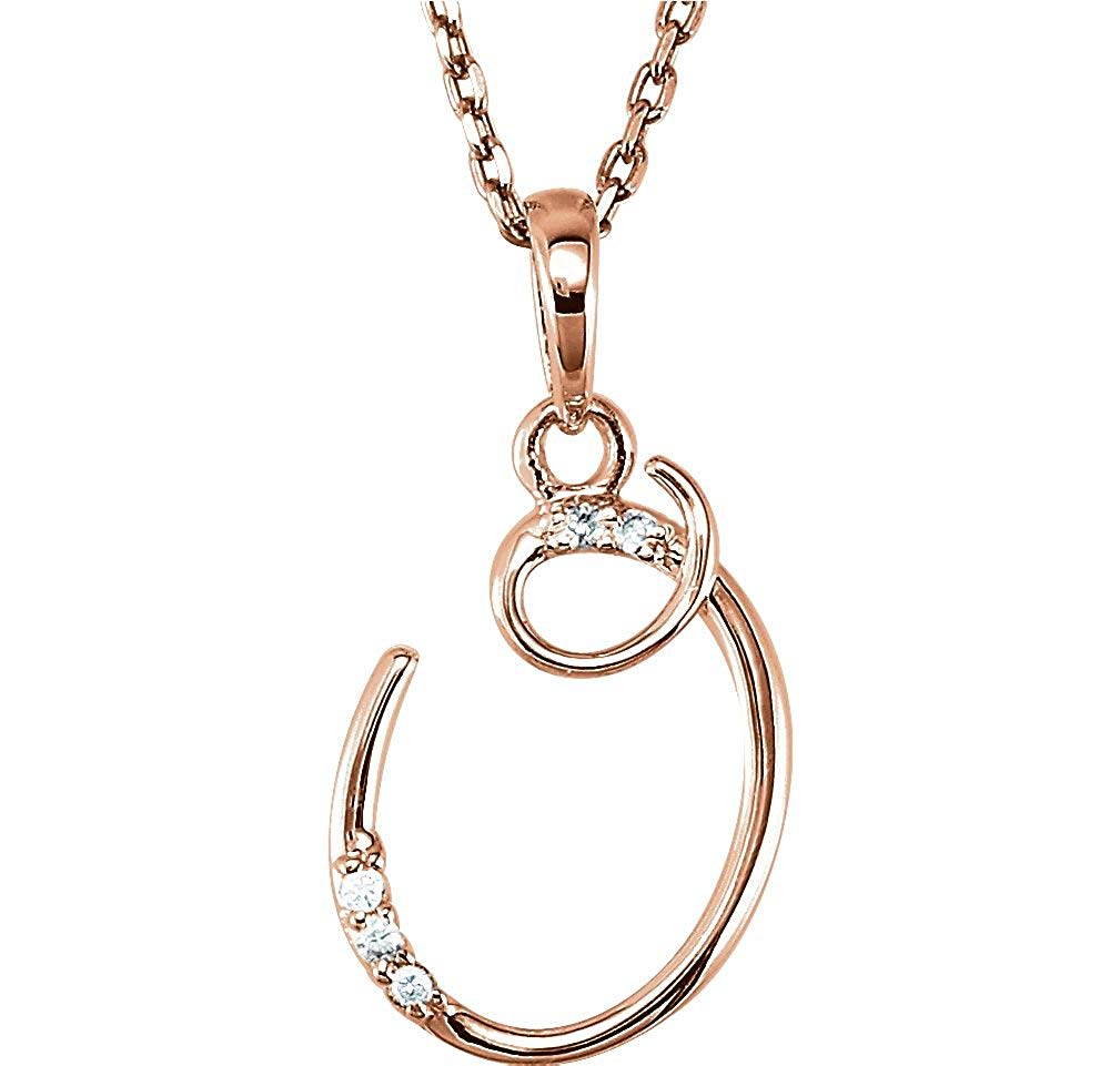 5-Stone Diamond Letter 'O' Initial 14k Rose Gold Pendant Necklace, 18" (.03 Cttw, GH, I1)