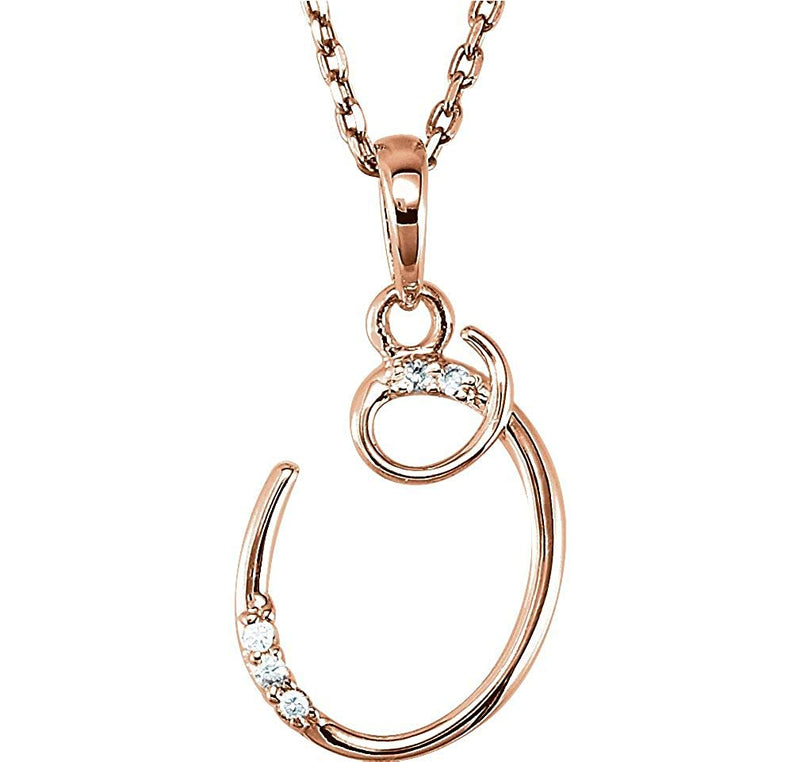 5-Stone Diamond Letter 'O' Initial 14k Rose Gold Pendant Necklace, 18" (.03 Cttw, GH, I1)