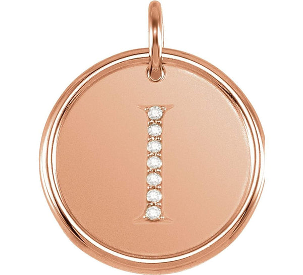 Diamond Initial "I" Pendant, 14k Rose Gold (.04 Ctw, G-H Color, I1 Clarity)