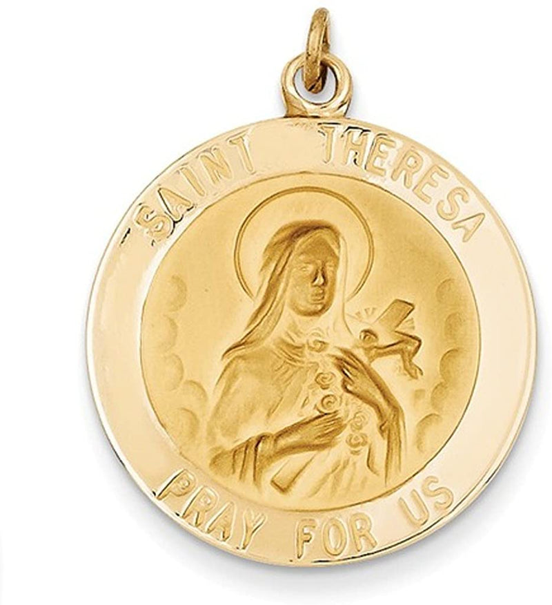 14k Yellow Gold St. Theresa Medal Pendant (30x23MM)