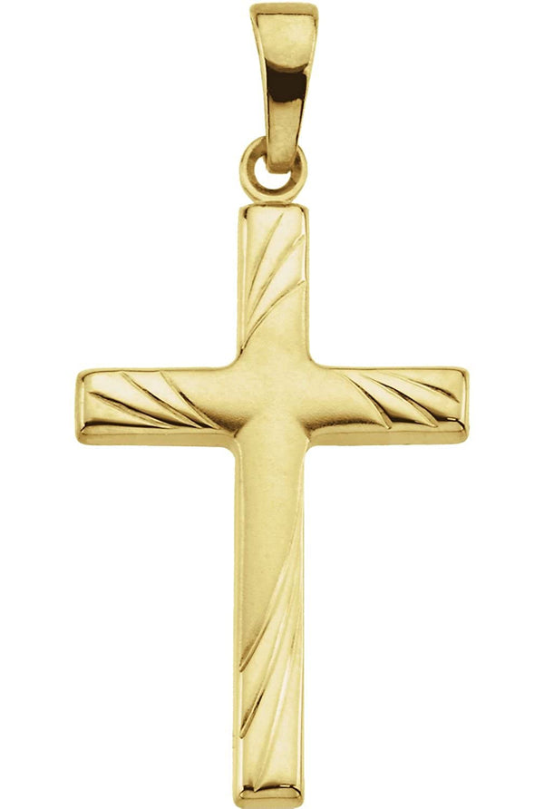 14k Yellow Gold Engraved Cross Pendant (24x16 MM)