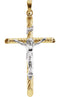 Two-Tone Hollow Tubular Crucifix 14k Yellow and White Gold Pendant (33X21MM)