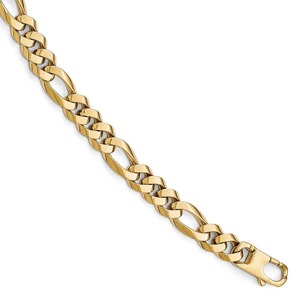 Men's 14k Yellow Gold 8.75mm Flat Figaro Bracelet, 8"