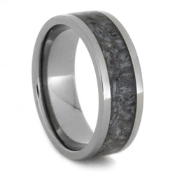 Deer Antler Inlay, Light Tone Titanium 8mm Comfort-Fit Ring