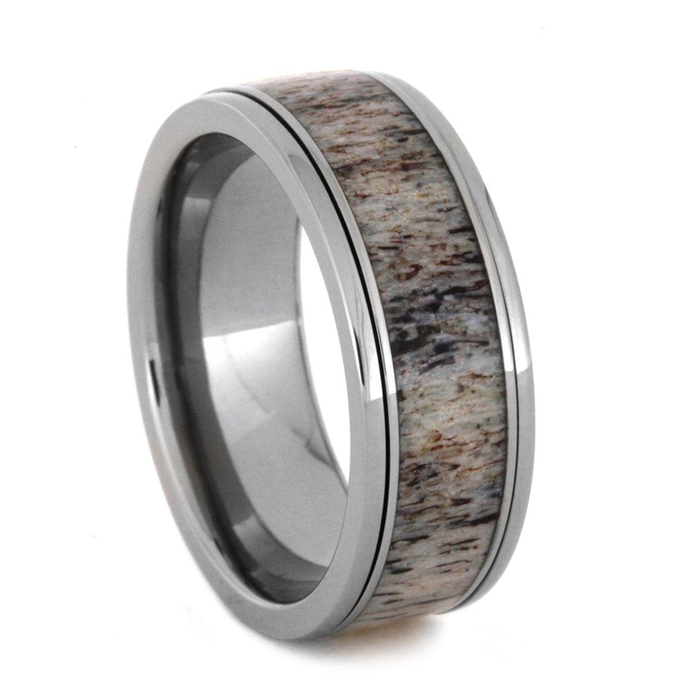 Deer Antler Spinner Ring, 8mm Comfort-Fit Titanium Ring