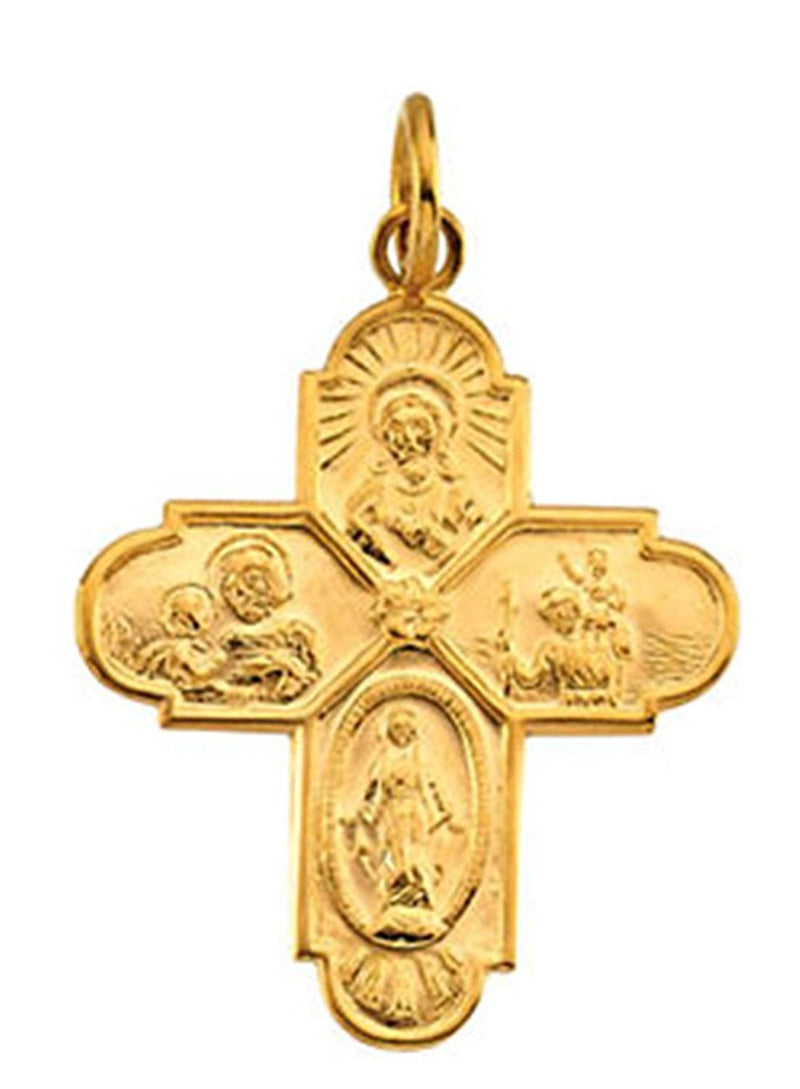 14k Yellow Gold Four-Way Medal (24.4x21.5 MM)